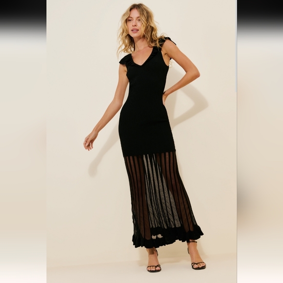 Anthropologie Dresses & Skirts - By Anthropologie Cap-Sleeve V-Neck Sheer Sweater Maxi Dress